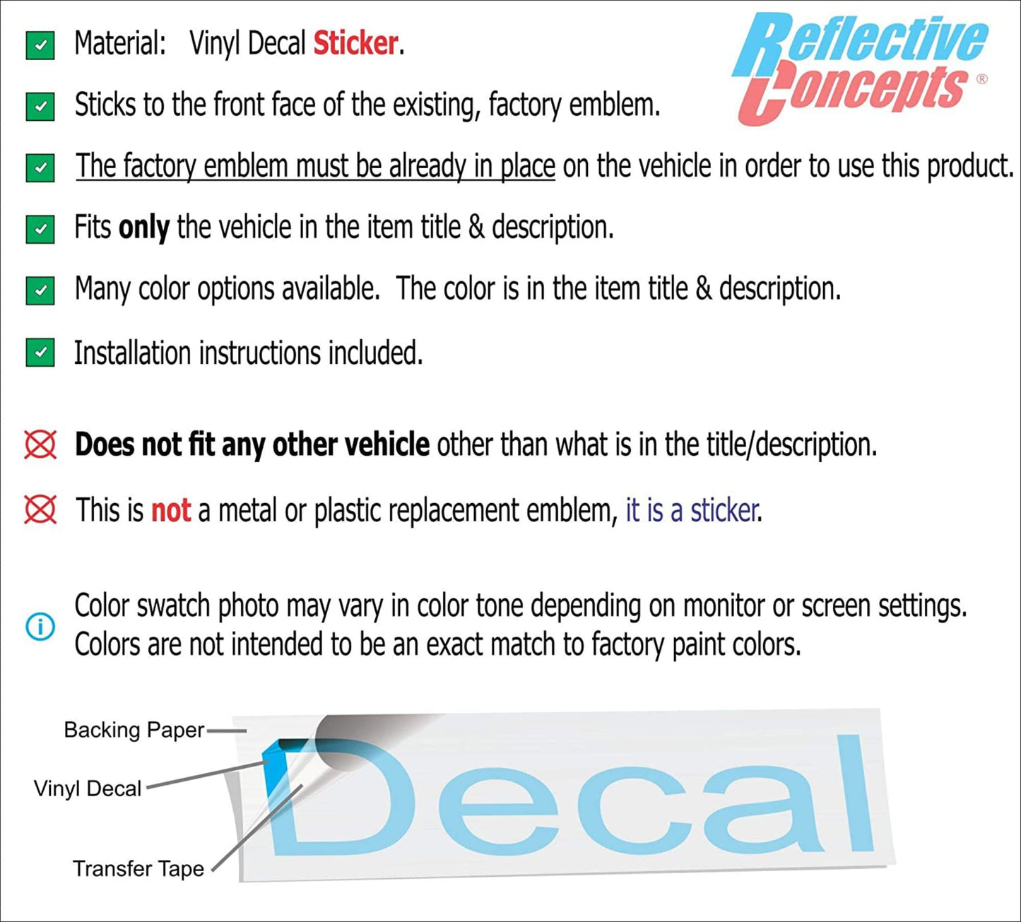 Door and Trunk Badge Overlays set of 3 - 97-03